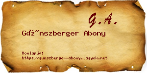 Günszberger Abony névjegykártya